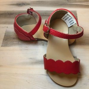 Janie & Jack red scalloped sandals, Size 4